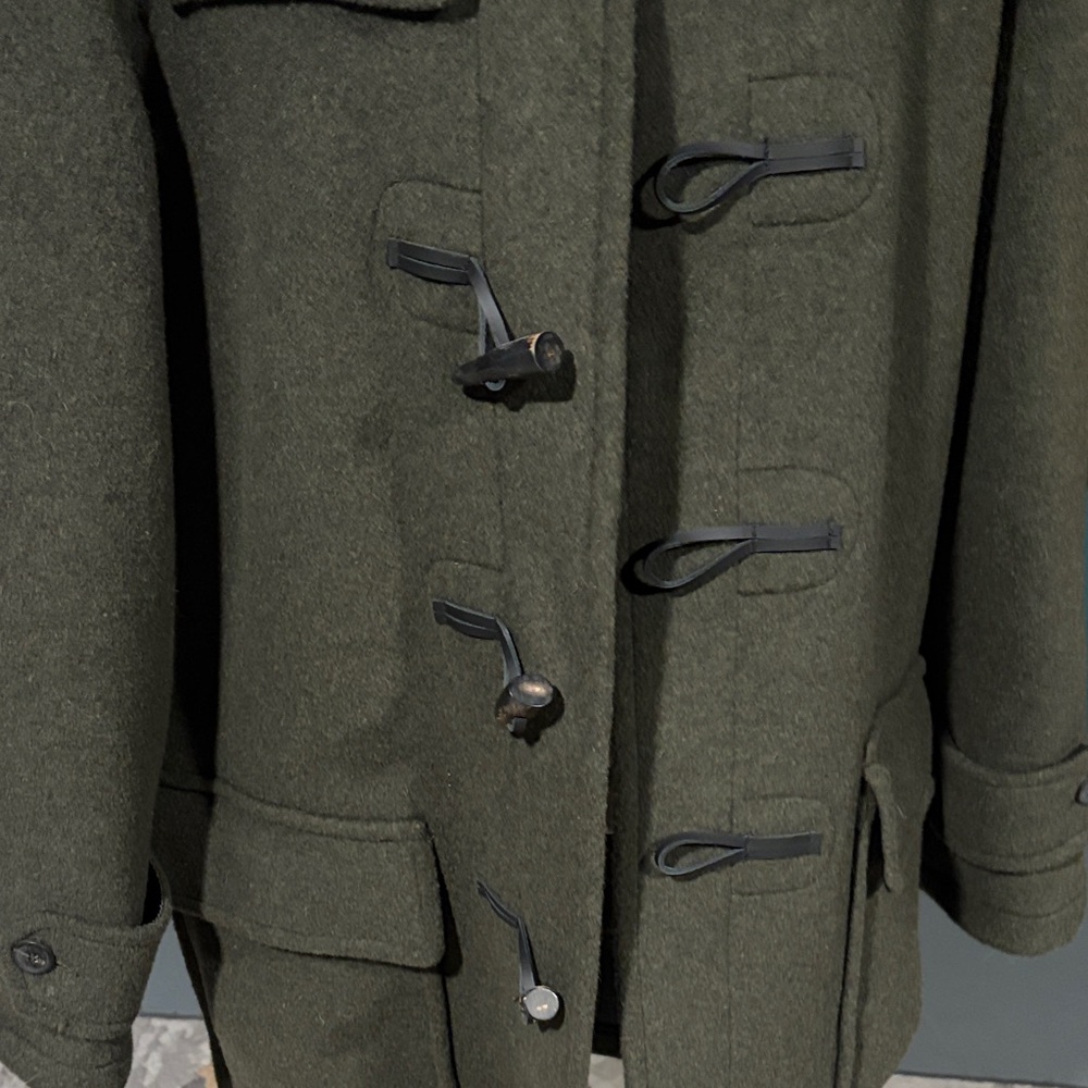 Men's Olive Hooded Toggle Coat - Picture 6 of 11